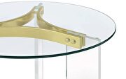 Round glass top end table with acrylic legs clear and matte brass by Coaster additional picture 3