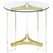 Round glass top end table with acrylic legs clear and matte brass by Coaster additional picture 8