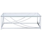 Chrome base glass top modern coffee table by Coaster additional picture 2
