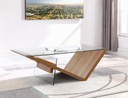 Natural light walnut / glass V-shape base coffee table by Coaster additional picture 2