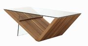 Natural light walnut / glass V-shape base coffee table by Coaster additional picture 7