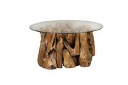Rustic teak root / glass top coffee table by Coaster additional picture 4