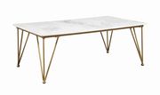 White / polished brass / marble top coffee table by Coaster additional picture 4