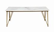 White / polished brass / marble top coffee table by Coaster additional picture 5