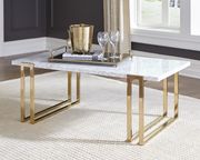 Italian white marble top / gold legs coffee table by Coaster additional picture 6