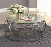 Beige printed marble circle glass top coffee table by Coaster additional picture 6