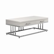 White / chrome coffee table w/ drawers by Coaster additional picture 8