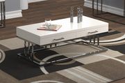 White / chrome coffee table w/ drawers by Coaster additional picture 9