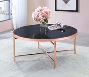 Rose gold / black glass top coffee table by Coaster additional picture 4