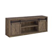 71-inch farm style TV console in rustic oak driftwood by Coaster additional picture 2