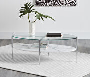 Tempered glass top supported with an x base coffee table by Coaster additional picture 2
