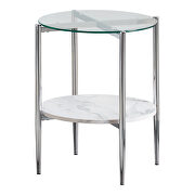 Tempered glass top supported with an x base end table by Coaster additional picture 2