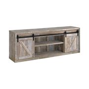 71-inch farm style TV console in weathered oak driftwood by Coaster additional picture 2