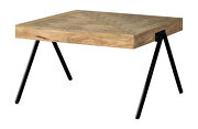 Natural finish base and black metal legs rectangular coffee table by Coaster additional picture 2