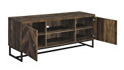 Rustic oak herringbone finish 2-door TV console with adjustable shelves by Coaster additional picture 3