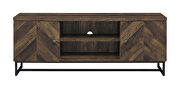 Rustic oak herringbone finish 2-door TV console with adjustable shelves by Coaster additional picture 4