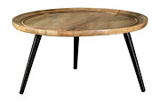Natural finish top and black legs round coffee table by Coaster additional picture 2