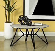 Cement gunmetal finish round coffee table with hairpin legs by Coaster additional picture 2