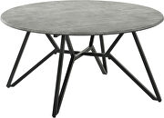 Cement gunmetal finish round coffee table with hairpin legs by Coaster additional picture 3