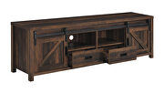 Dark pine finish rectangular TV console with 2 sliding doors by Coaster additional picture 3
