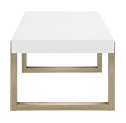 White high gloss top and natural finish sled base coffee table by Coaster additional picture 2