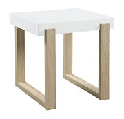 White high gloss top and natural finish sled base coffee table by Coaster additional picture 8