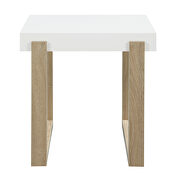 White high gloss top and natural finish sled base end table by Coaster additional picture 3