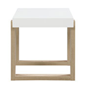 White high gloss top and natural finish sled base end table by Coaster additional picture 4