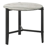 Faux white marble top and black legs round coffee table by Coaster additional picture 5