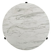 Faux white marble top and black legs round end table by Coaster additional picture 3