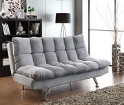 Gray padded sofa bed w/ chrome legs by Coaster additional picture 2