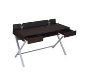 Contemporary cappuccino writing desk w/ crossed metal legs by Coaster additional picture 3