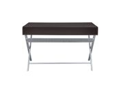 Contemporary cappuccino writing desk w/ crossed metal legs by Coaster additional picture 4