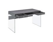 Contemporary weathered grey writing desk w/ glass legs by Coaster additional picture 7