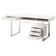 Contemporary glossy white writing desk by Coaster additional picture 3