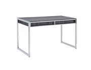 Contemporary weathered grey writing desk w/ rectangular chrome legs by Coaster additional picture 3