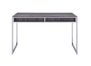 Contemporary weathered grey writing desk w/ rectangular chrome legs by Coaster additional picture 4