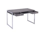 Contemporary weathered grey writing desk w/ rectangular chrome legs by Coaster additional picture 6