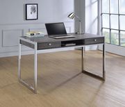 Contemporary weathered grey writing desk w/ rectangular chrome legs by Coaster additional picture 7