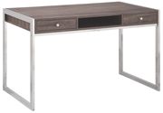 Contemporary weathered grey writing desk w/ rectangular chrome legs by Coaster additional picture 8