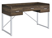 Walnut top and chrome legs 3-drawer writing desk by Coaster additional picture 2