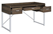 Walnut top and chrome legs 3-drawer writing desk by Coaster additional picture 3
