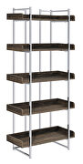 Walnut and chrome finish 5-shelf bookcase by Coaster additional picture 2