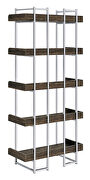 Walnut and chrome finish 5-shelf bookcase by Coaster additional picture 5