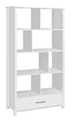 High gloss white finish wood rectangular 8-shelf bookcase by Coaster additional picture 2