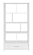 High gloss white finish wood rectangular 8-shelf bookcase by Coaster additional picture 4