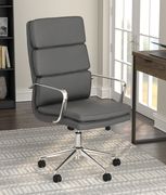 Office / computer chair in gray leatherette / chrome by Coaster additional picture 8
