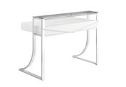 Contemporary glossy white writing desk w/ chrome legs by Coaster additional picture 2