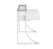 Contemporary glossy white writing desk w/ chrome legs by Coaster additional picture 4