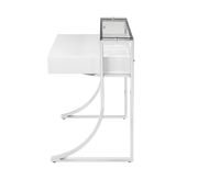 Contemporary glossy white writing desk w/ chrome legs by Coaster additional picture 5